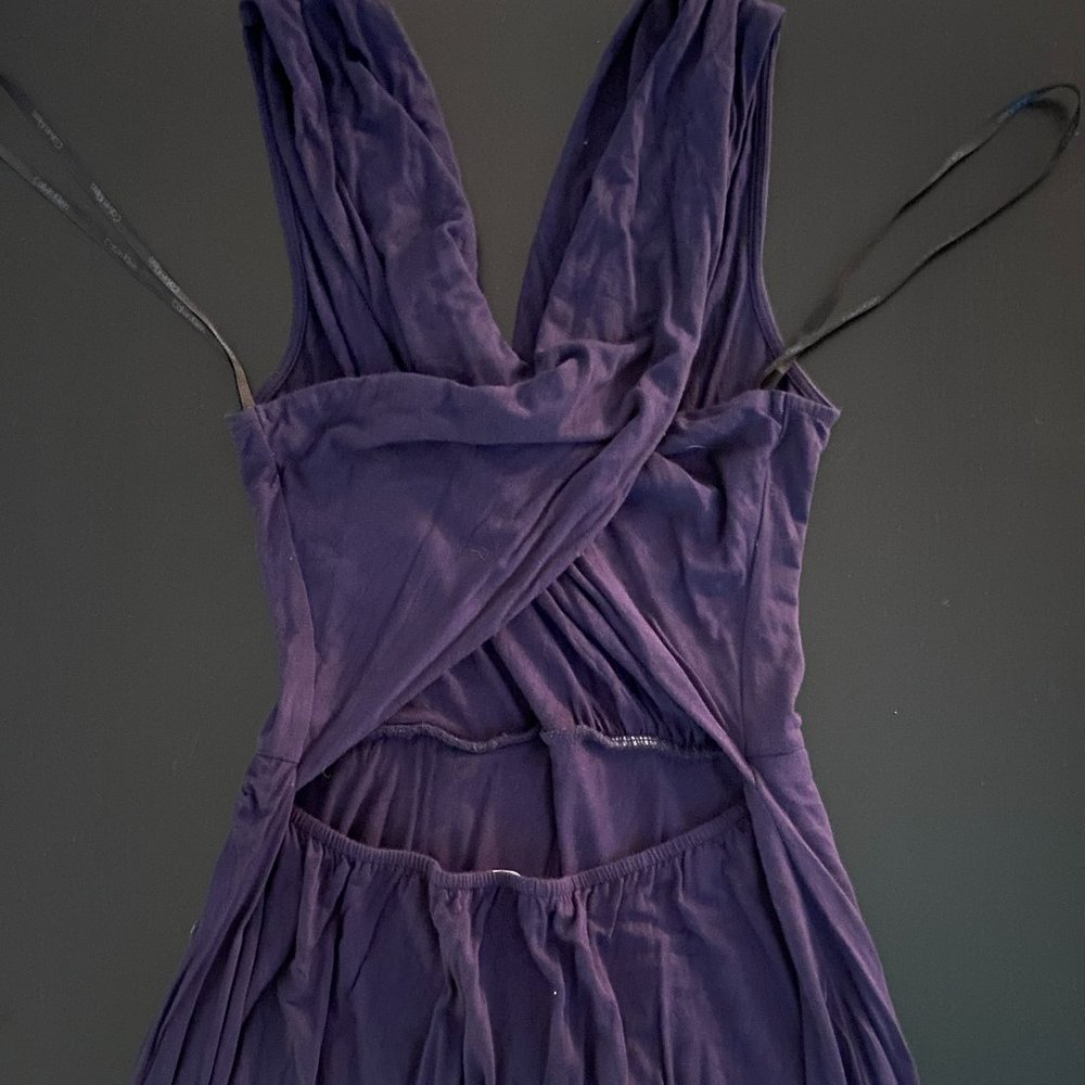 Calvin Klein Navy Blue Floor Length Open Back Gown - Size 8